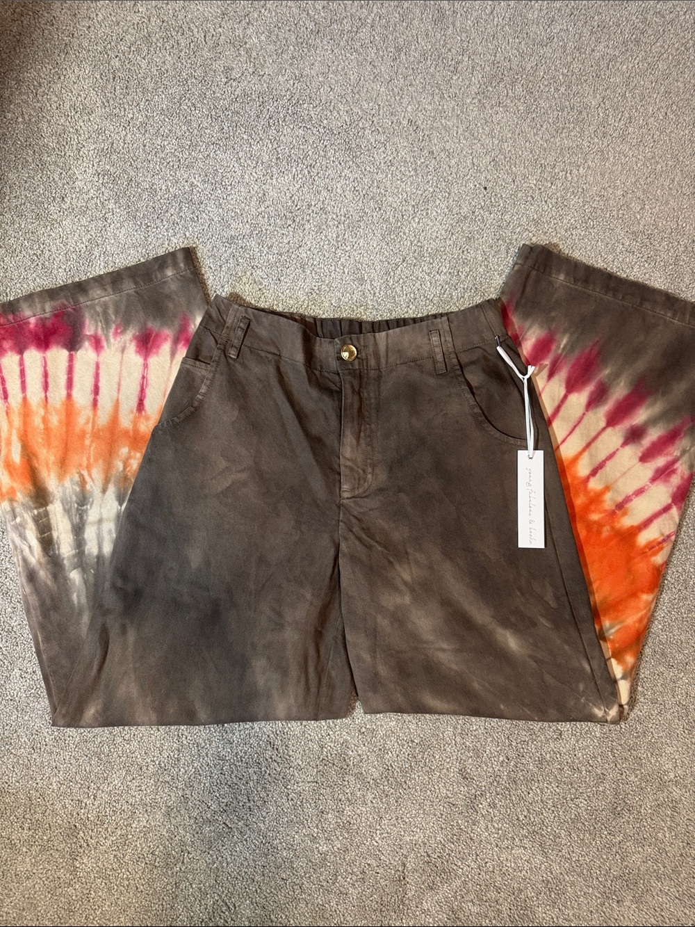 NWT Young Fabulous & Broke wide leg pant with Tie-Dye accents